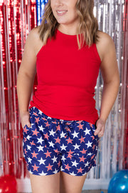 WAREHOUSE Jamie Shorts - Navy Stars and Stripes