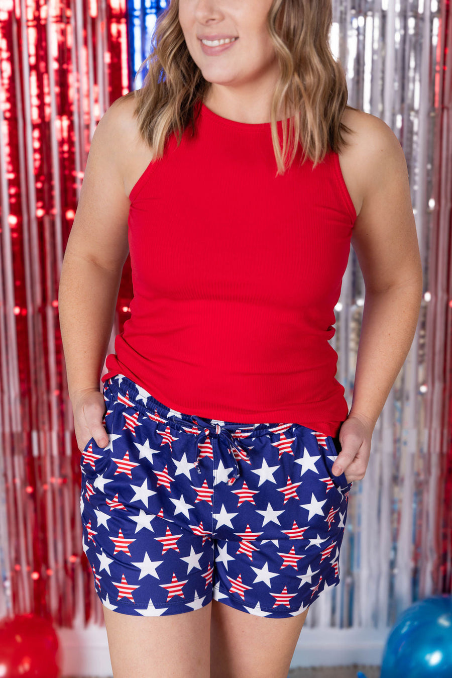 WAREHOUSE Jamie Shorts - Navy Stars and Stripes