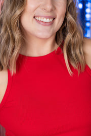 WAREHOUSE Tara Ribbed Tank - Red