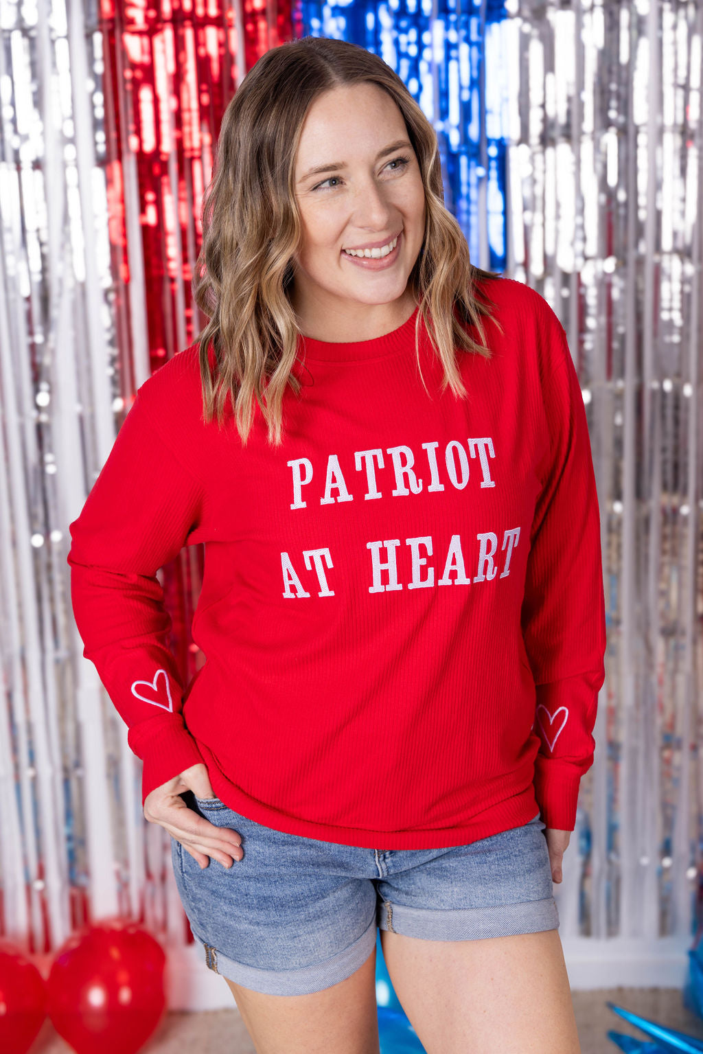 WAREHOUSE Corrine Embroidered Pullover Top - Patriot at Heart