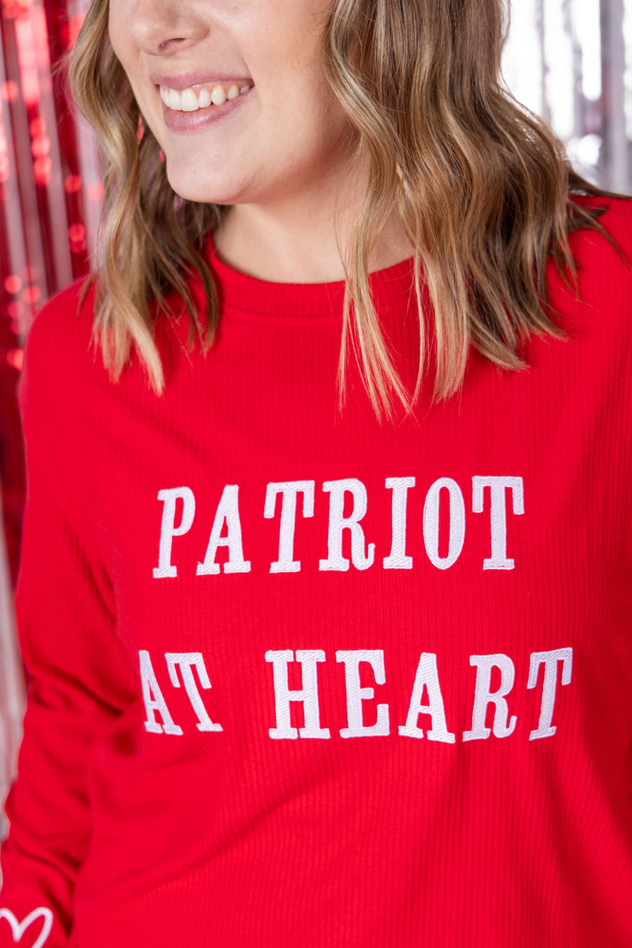 WAREHOUSE Corrine Embroidered Pullover Top - Patriot at Heart