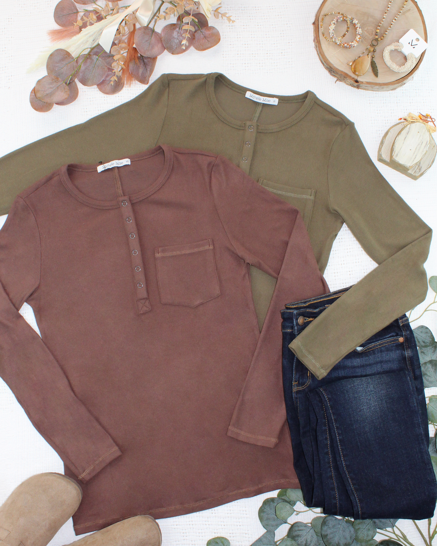 WAREHOUSE ONLY Georgia Long Sleeve Top - Brown