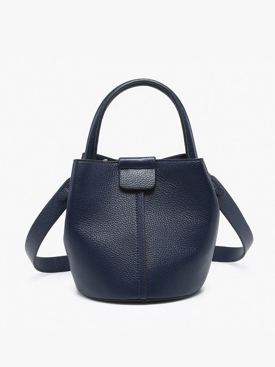 Farrah Bucket Bag w/ Top Handle & Inner Bag- Navy