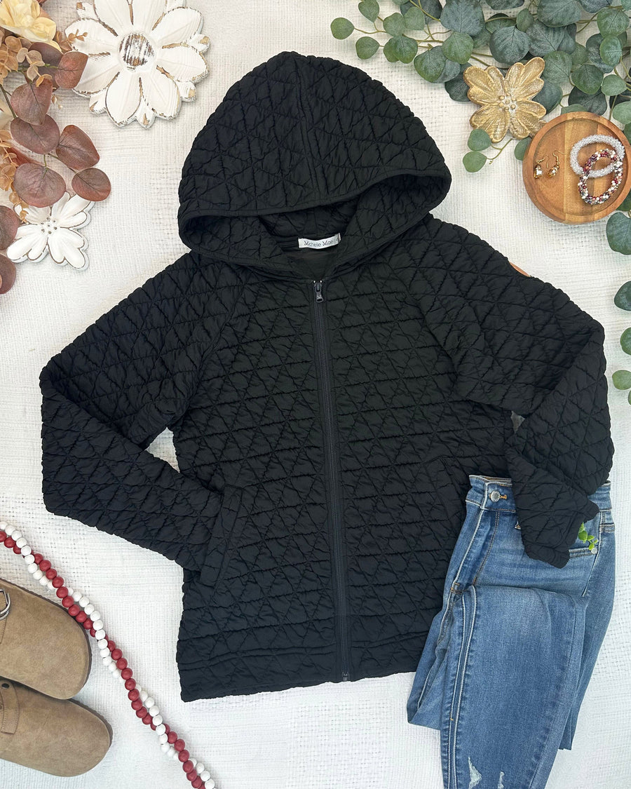 WAREHOUSE ONLY Geometric Fullzip Hoodie - Black