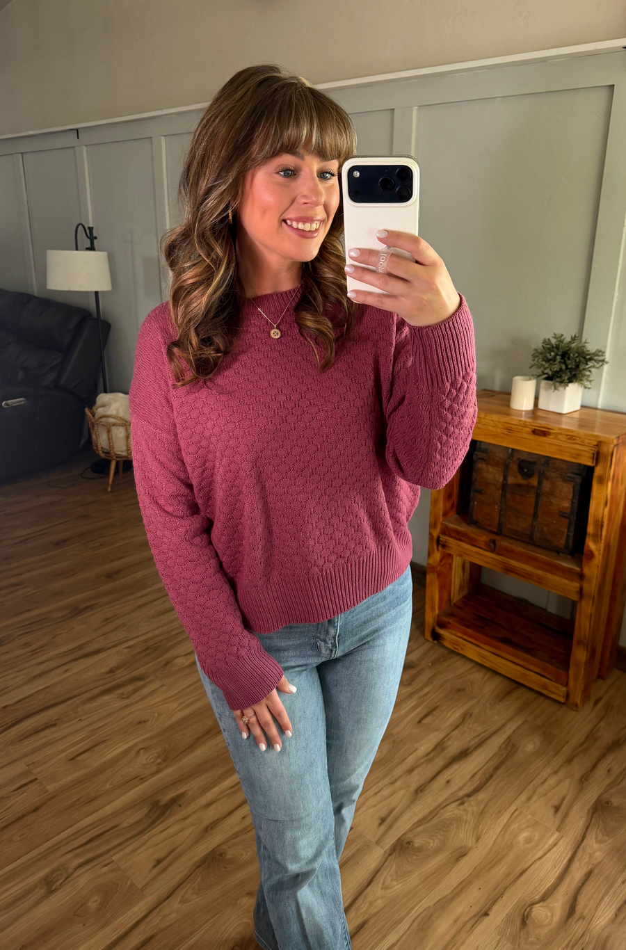 WAREHOUSE ONLY Gianna Pullover Sweater - Raspberry