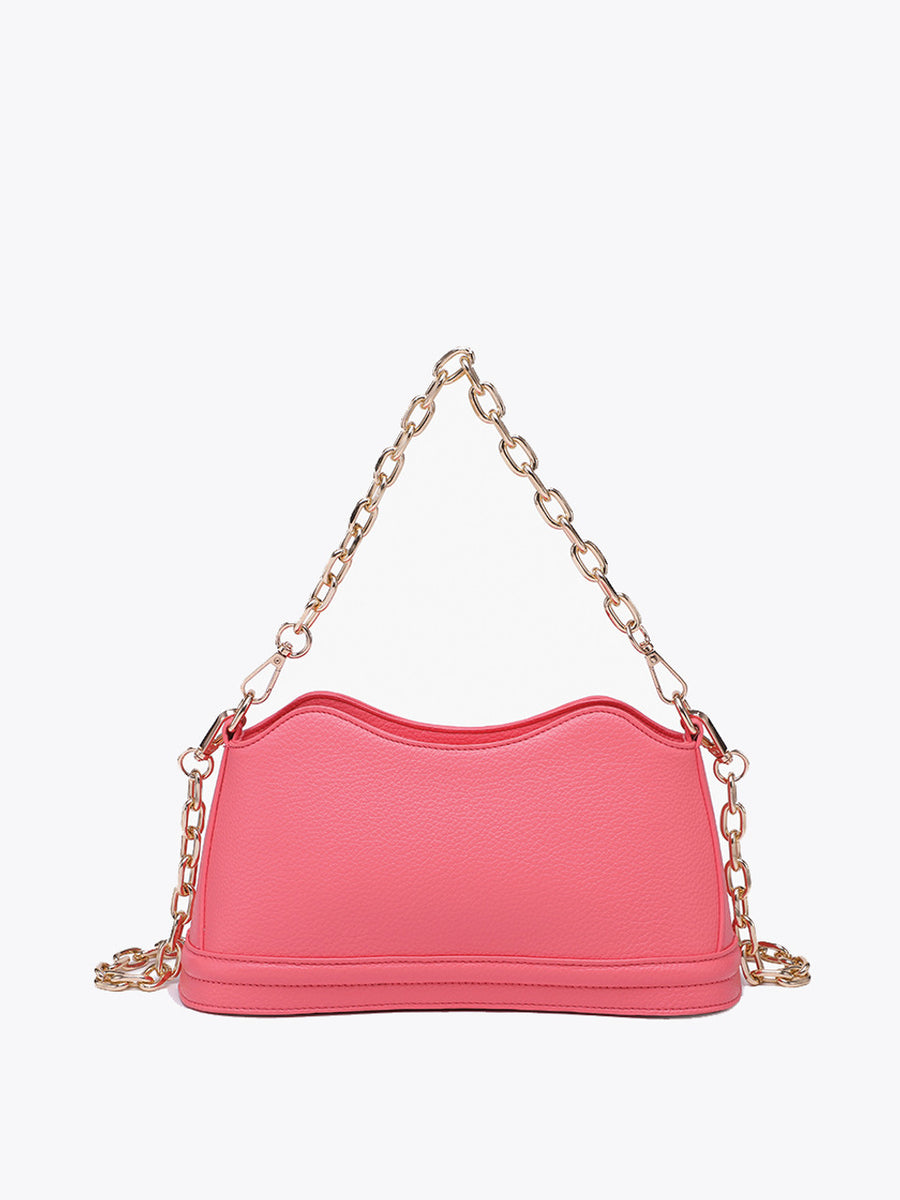 Griselda Curvy Crossbody/Shoulder Bag w/ Chains- Coral