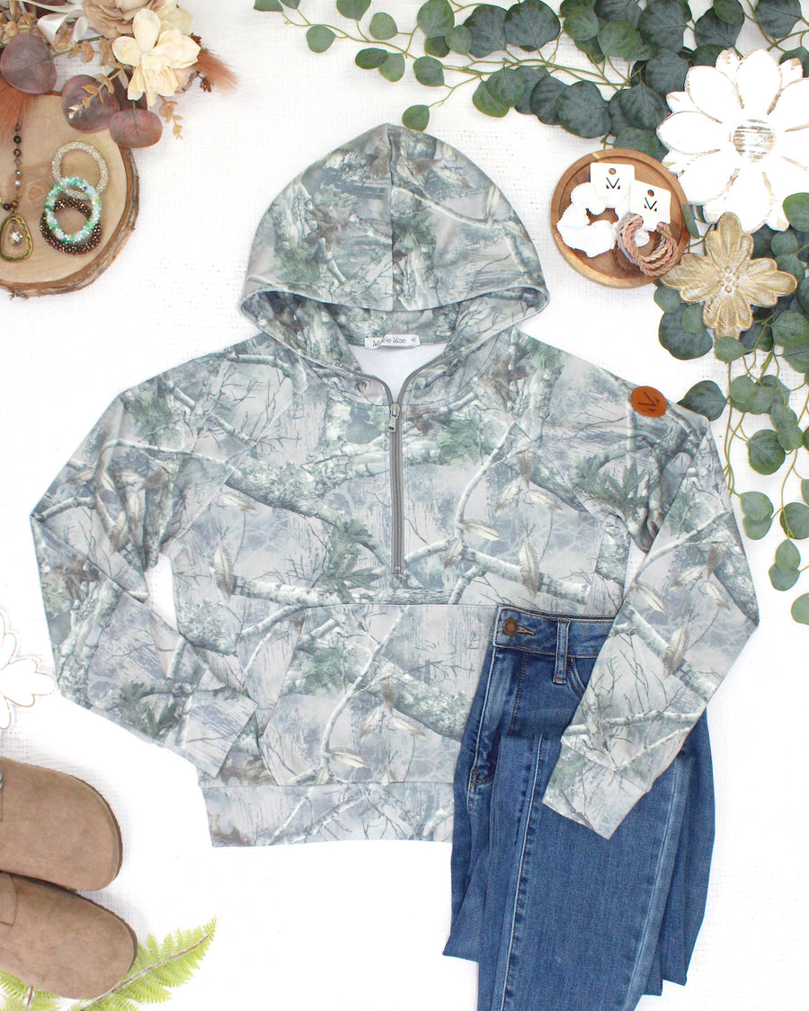 WAREHOUSE ONLY Shorter Halfzip Hoodie - Camo