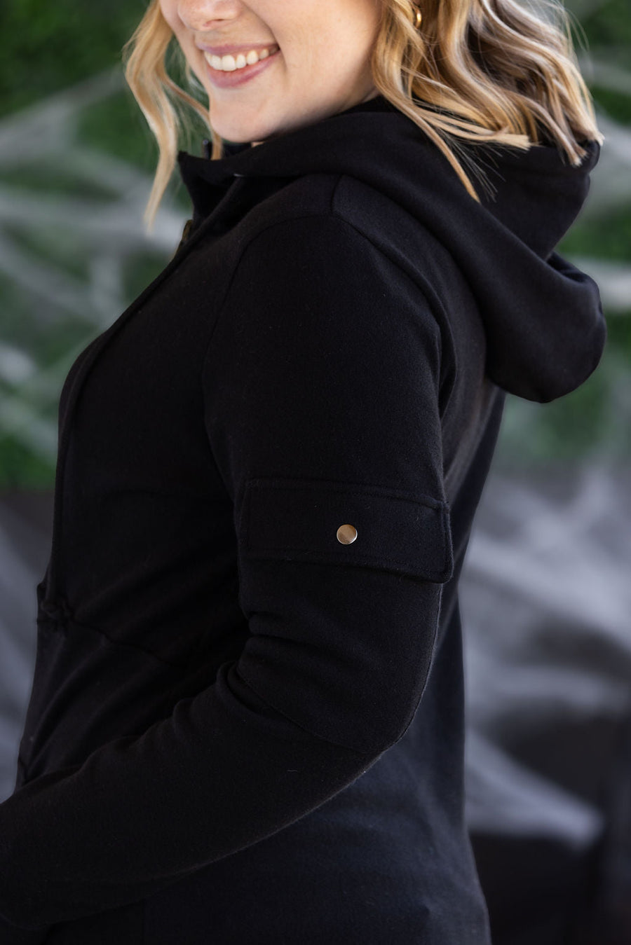WAREHOUSE Pixie Pocket Halfzip Hoodie - Black