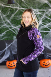 WAREHOUSE Zoey ZipCowl Sweatshirt - I Put A Spell On You and Black