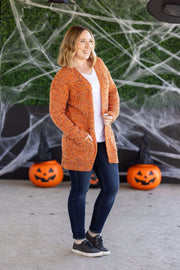 WAREHOUSE Carly Confetti Dot Cardigan - Pumpkin