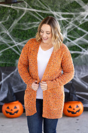 WAREHOUSE Carly Confetti Dot Cardigan - Pumpkin
