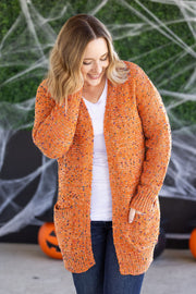 WAREHOUSE Carly Confetti Dot Cardigan - Pumpkin
