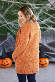 WAREHOUSE Carly Confetti Dot Cardigan - Pumpkin