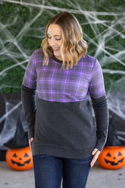 WAREHOUSE Natalie Pullover - Purple Plaid and Charcoal