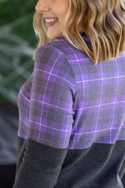 WAREHOUSE Natalie Pullover - Purple Plaid and Charcoal