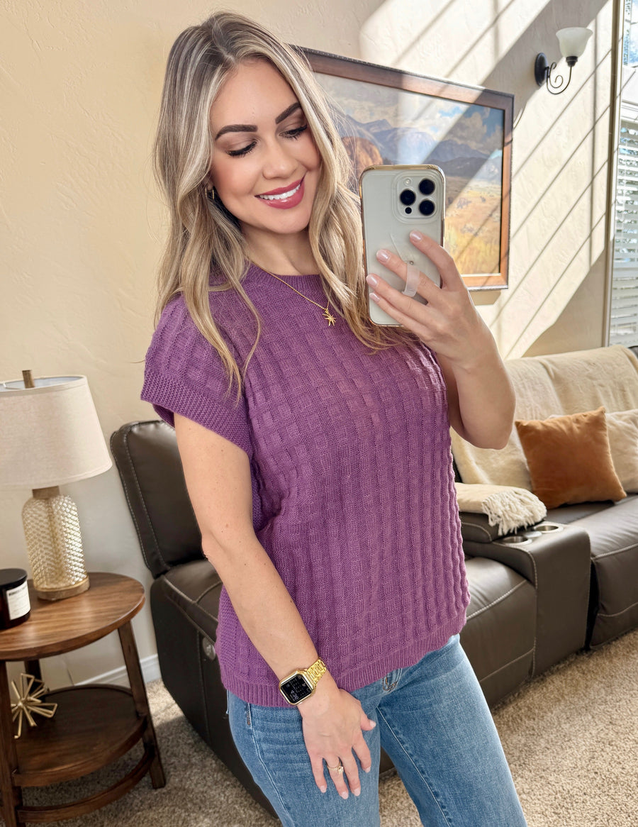 WAREHOUSE Kelly Knitted Top - Plum