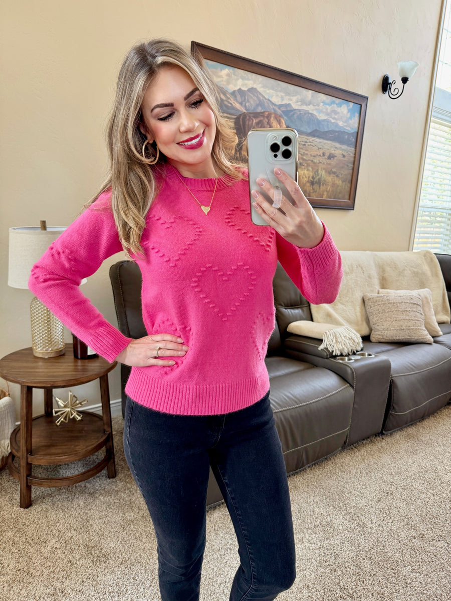 WAREHOUSE Be Mine Sweater - Hot Pink