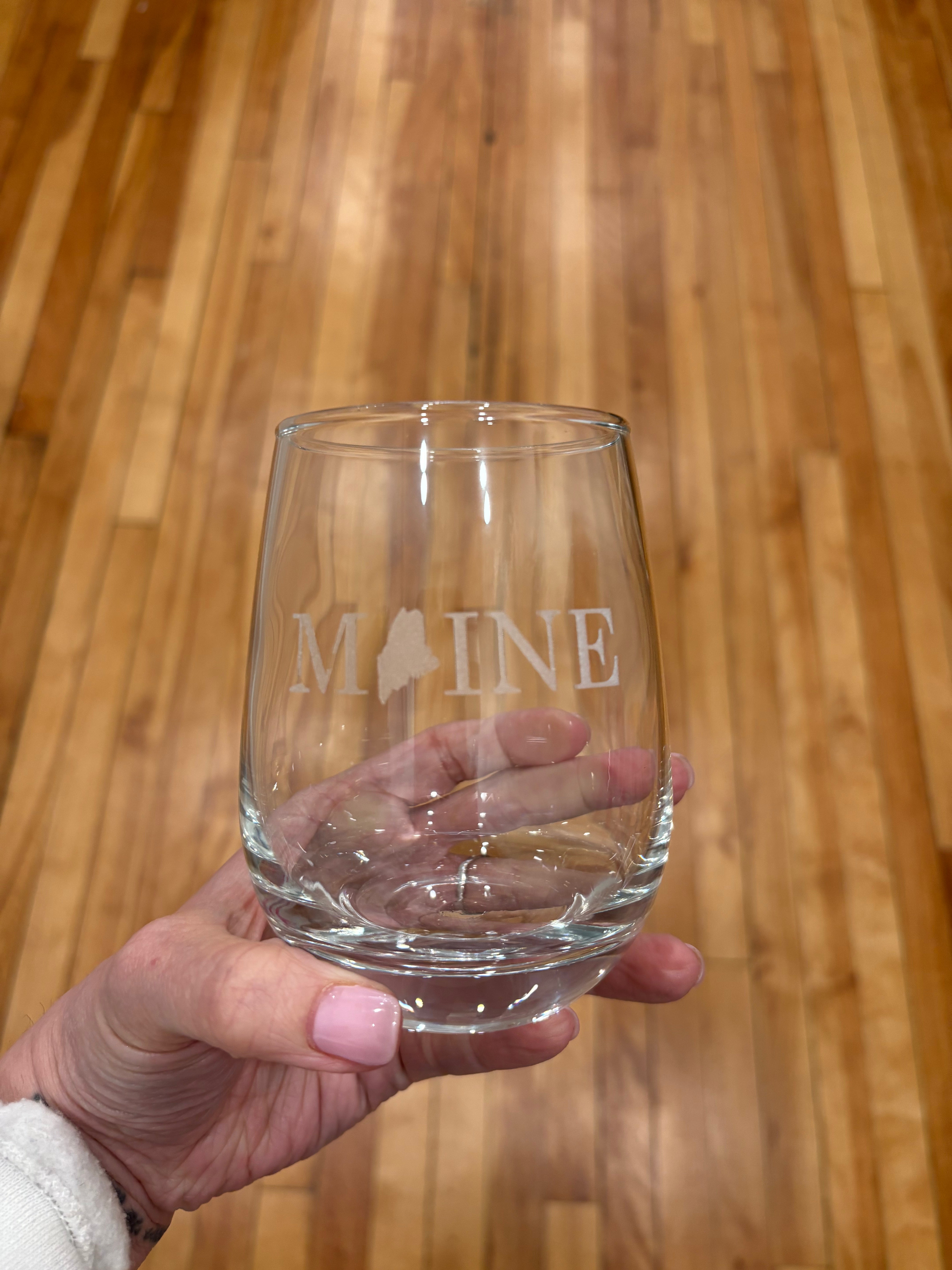Woodland Etched Stemless Wine Glasses