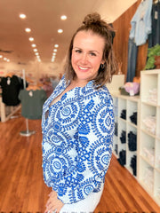 Mykonos Swirl Blue & White Blouse