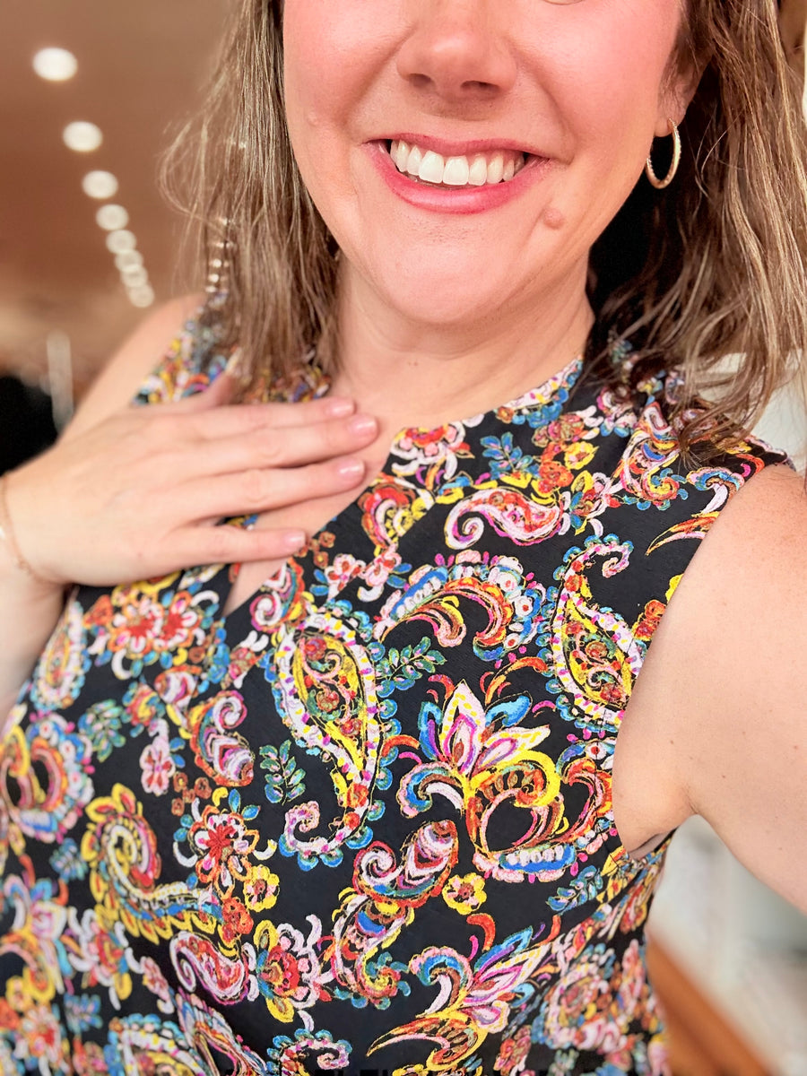 Lizzy Tank- Black Paisley