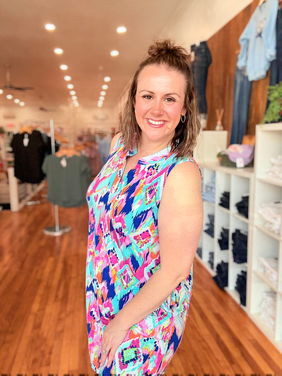 Lizzy Tank Dress- Chevron Waves FINAL SALE