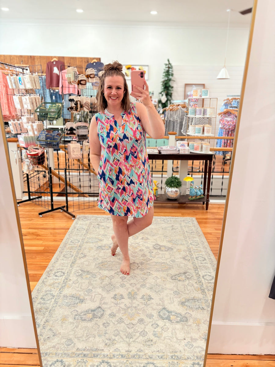 Lizzy Tank Dress- Chevron Waves FINAL SALE