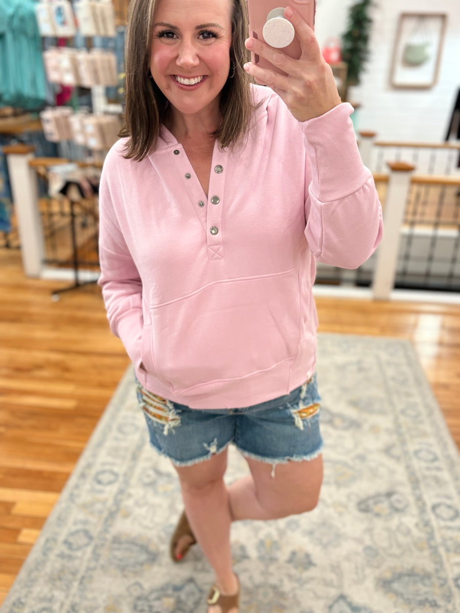 Snap Pullover- Peony