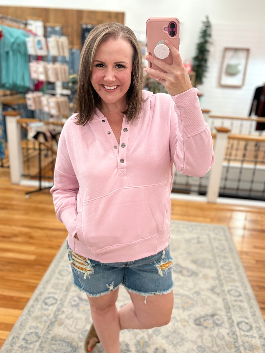 Snap Pullover- Peony