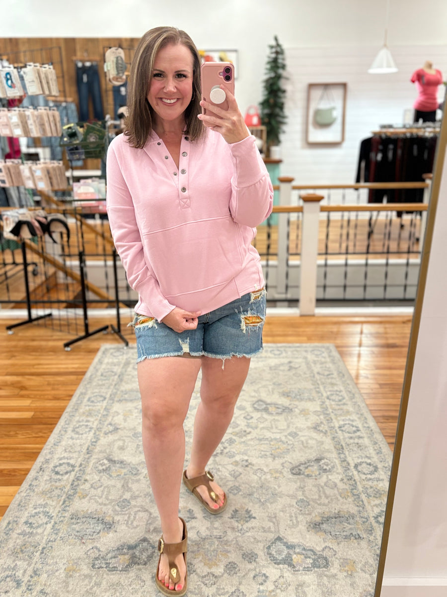 Snap Pullover- Peony