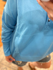 Snap Pullover- Cyan