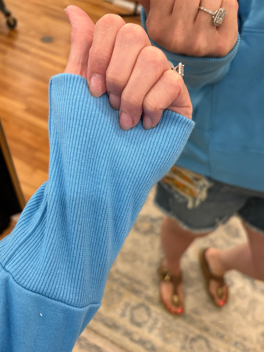 Snap Pullover- Cyan