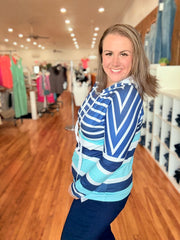 Multi Striped Drawstring Long Sleeve Hoodie