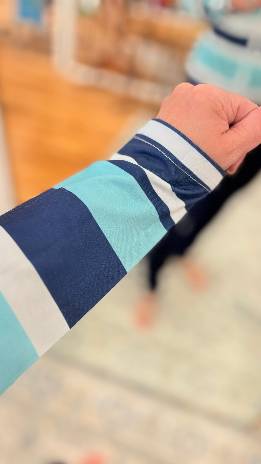 Multi Striped Drawstring Long Sleeve Hoodie