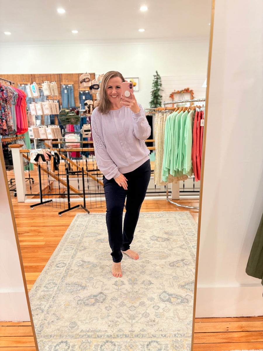 Petal Knit Crochet Sweatshirt- Orchid