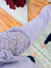 Petal Knit Crochet Sweatshirt- Orchid