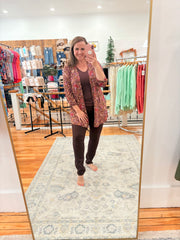 Throw On Cardigan- Burgundy Paisley