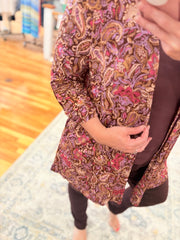 Throw On Cardigan- Burgundy Paisley