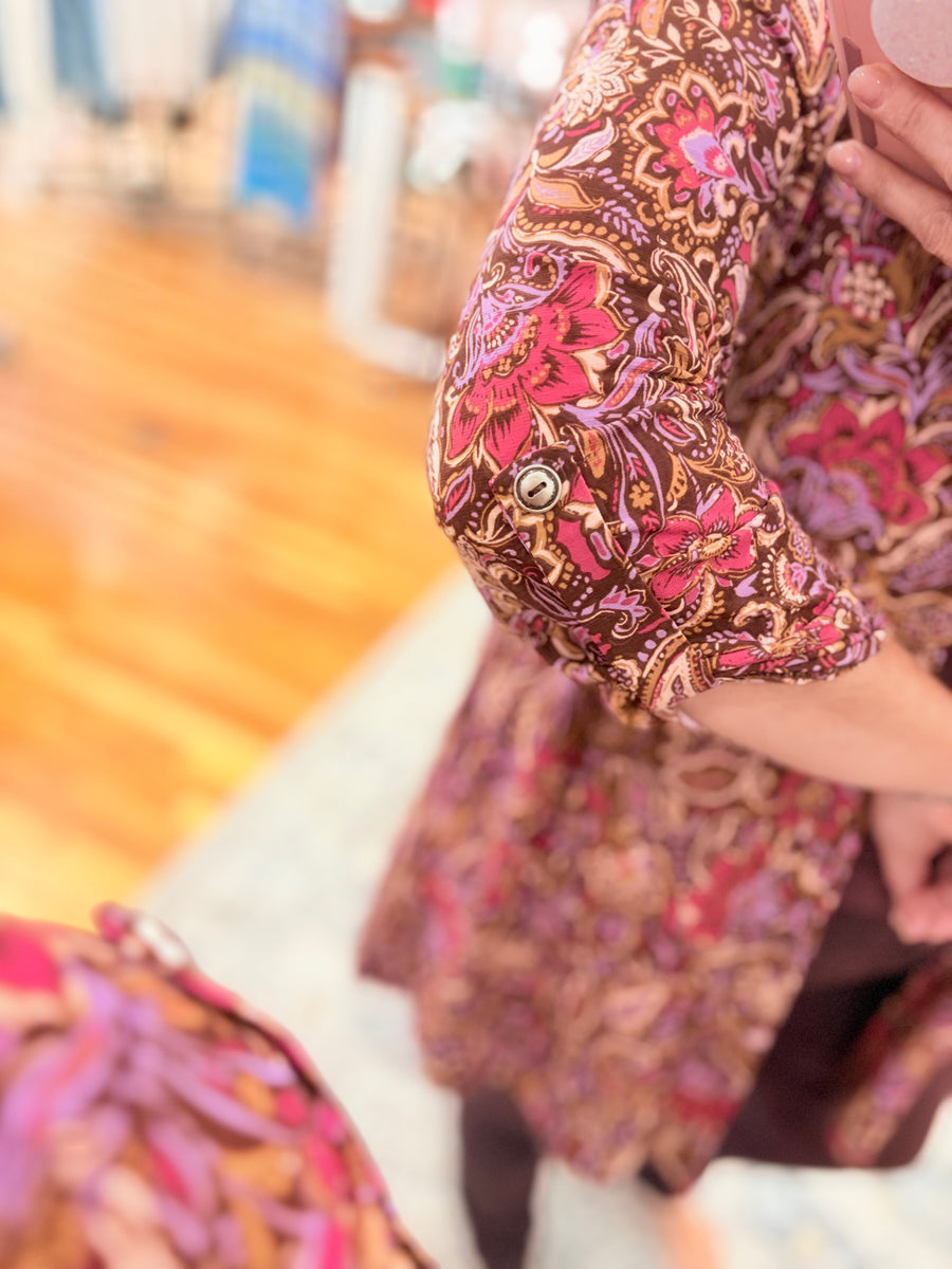 Throw On Cardigan- Burgundy Paisley