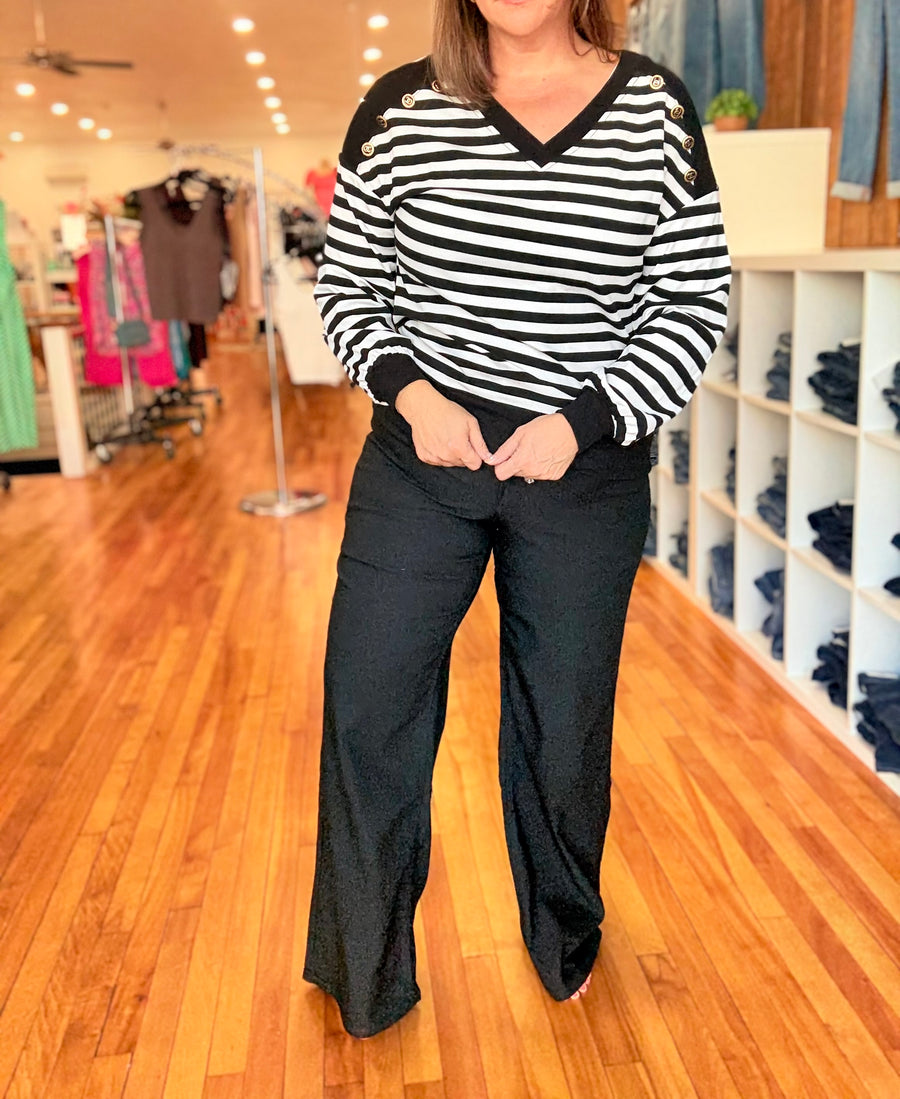 Hyperstretch High Rise Wide Leg- Black