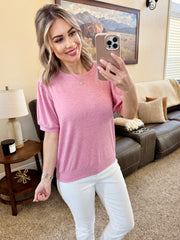 WAREHOUSE Katie Cozy Top - Heathered Pink