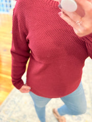 Round Neck Classic Sweater- Cabernet