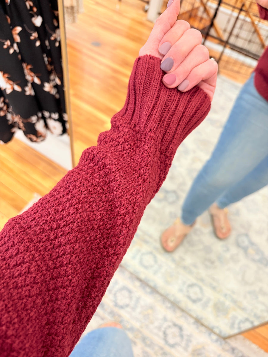 Round Neck Classic Sweater- Cabernet