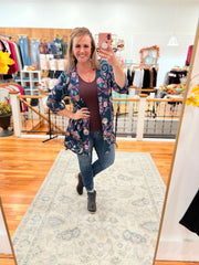 Throw On Cardigan- Teal Paisley