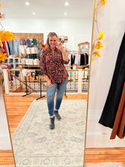 Lizzy 3/4 Sleeve Top- Black Floral