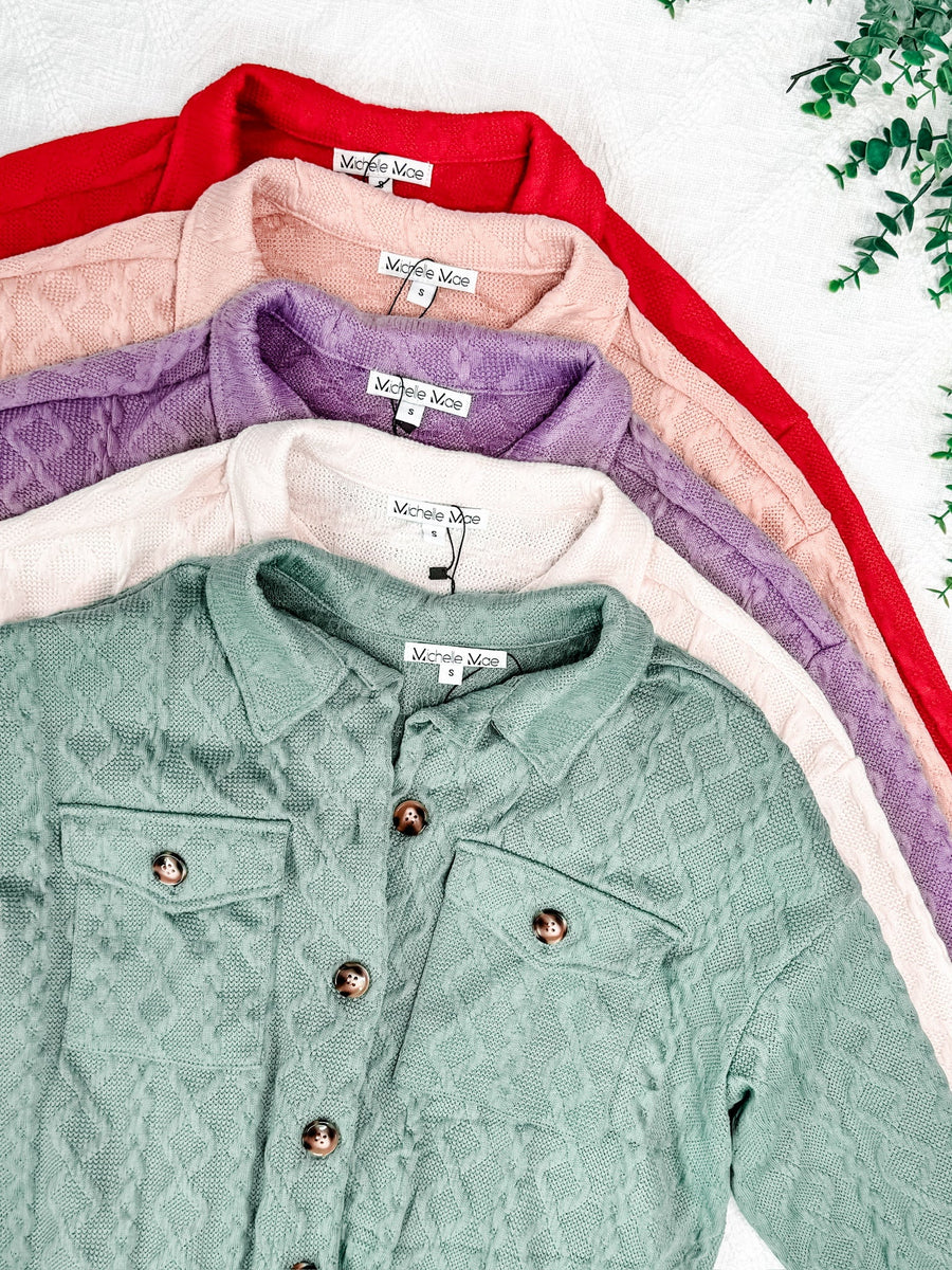 Cable Knit Jacket - Sage FINAL SALE