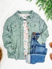 Cable Knit Jacket - Sage FINAL SALE