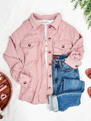 Cable Knit Jacket - Blush Pink FINAL SALE