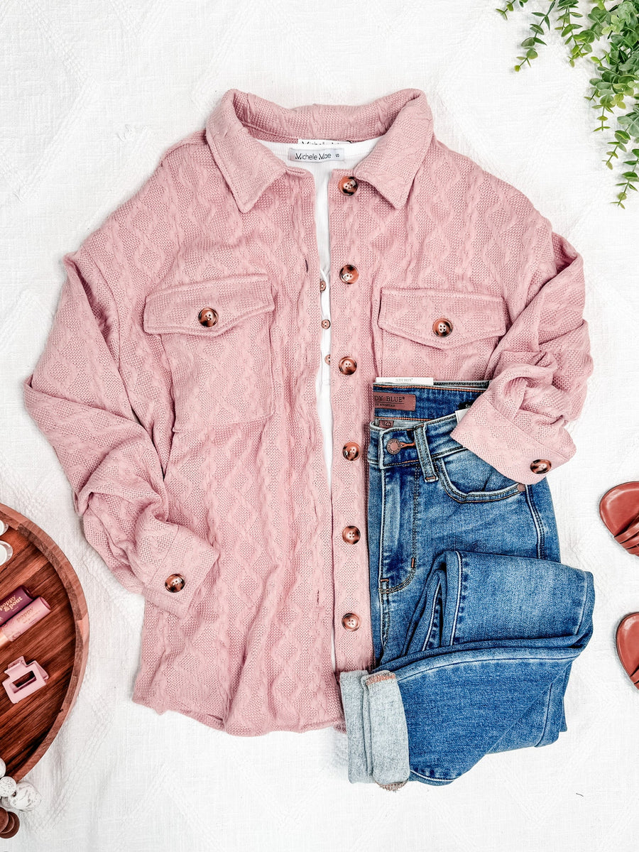 Cable Knit Jacket - Blush Pink FINAL SALE