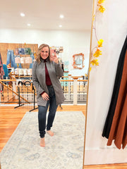 Elegant Jacquard Midi Coat- Charcoal