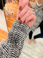 Open Front Midi Blazer- Black & Ivory